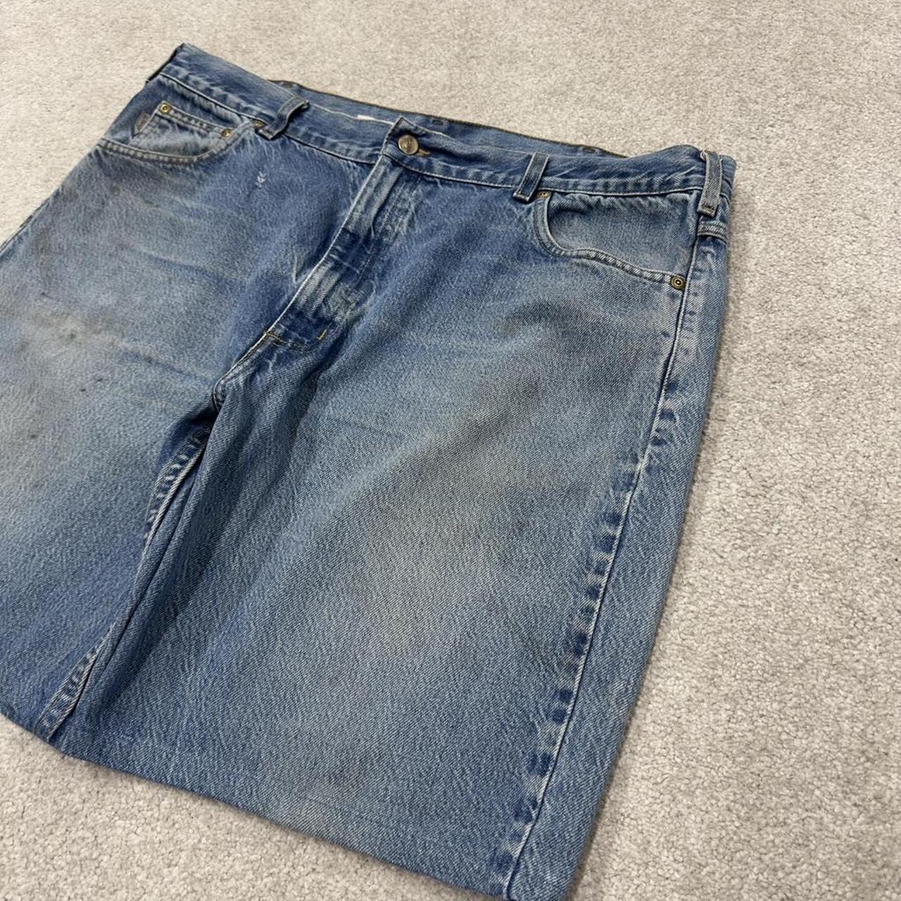 Carhartt denim shorts y2k faded blue Loose skater style work jorts