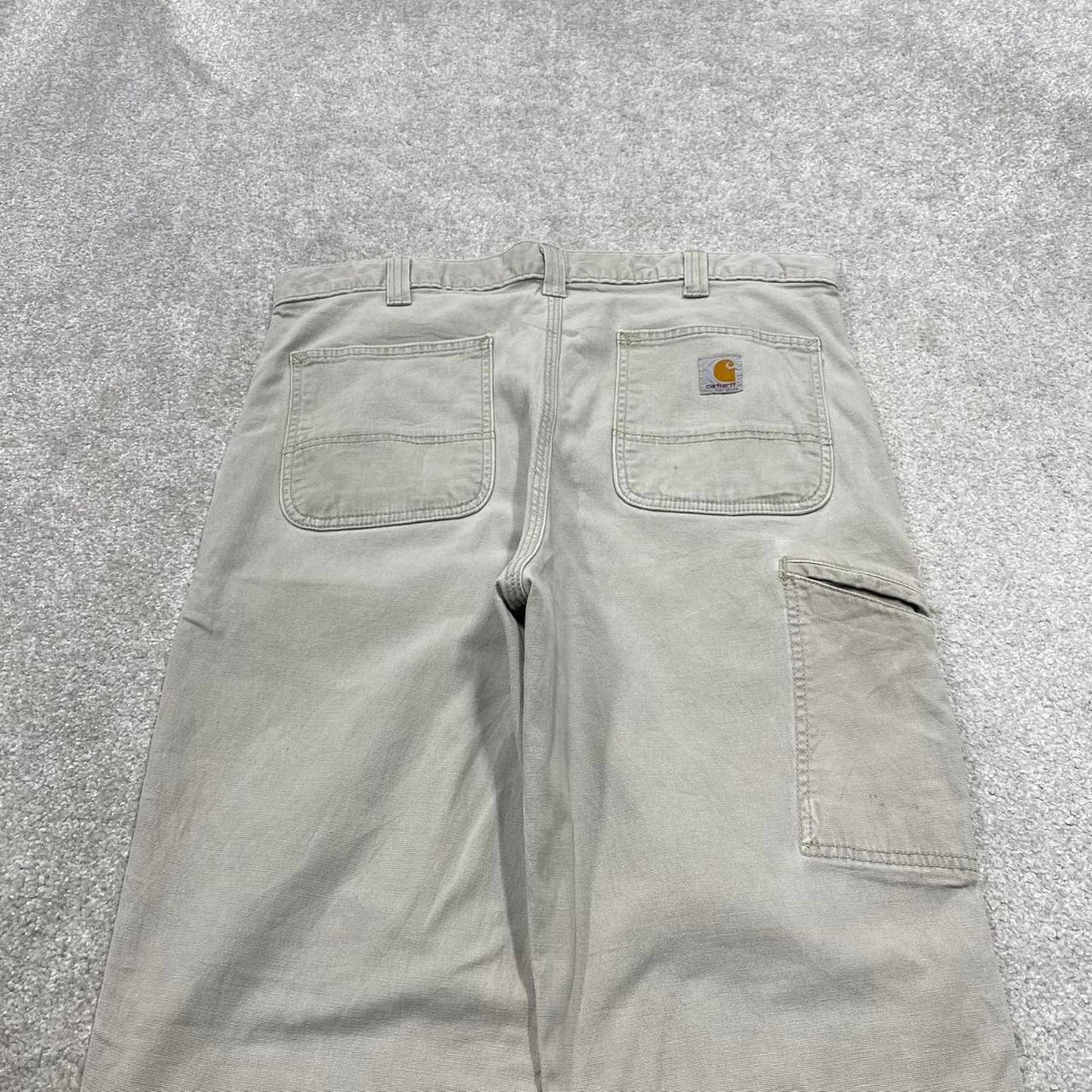 Y2K Carhartt carpenter jeans beige Relaxed fit straight leg canvasy skate style workwear cargo pants