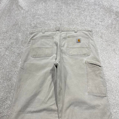 Y2K Carhartt carpenter jeans beige Relaxed fit straight leg canvasy skate style workwear cargo pants