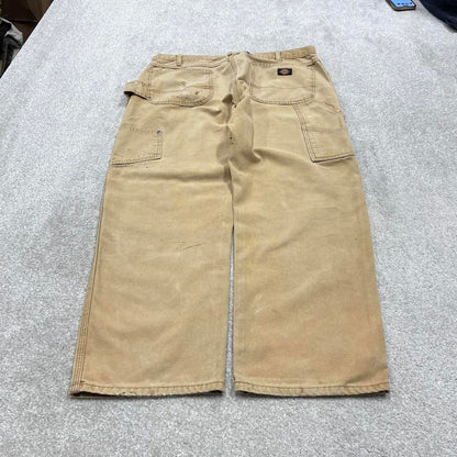 90s baggy Dickies carpenter jeans W38L30 00s skate style tan brown canvas worker cargos