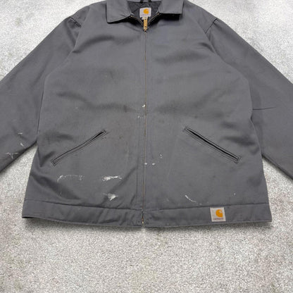 Carhartt chore jacket grey 90s style L Tall loose quilt lined workwear overcoat