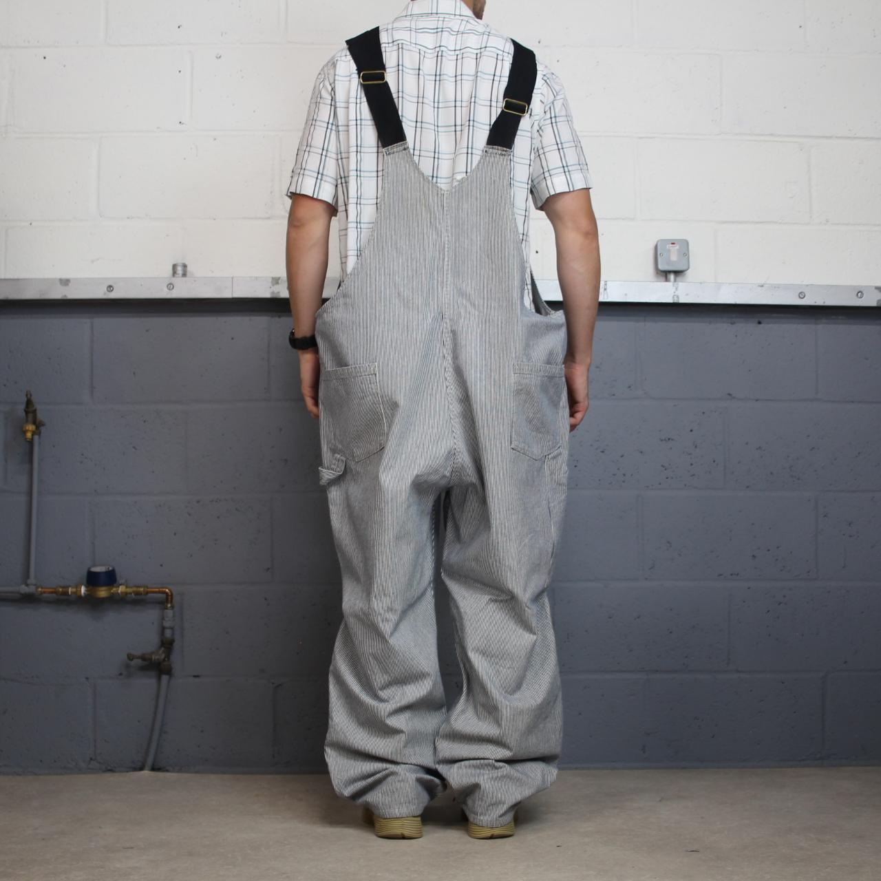 Vintage striped denim dungarees loose y2k blue Hammill workwear bib & brace overalls utility
