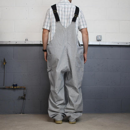 Vintage striped denim dungarees loose y2k blue Hammill workwear bib & brace overalls utility