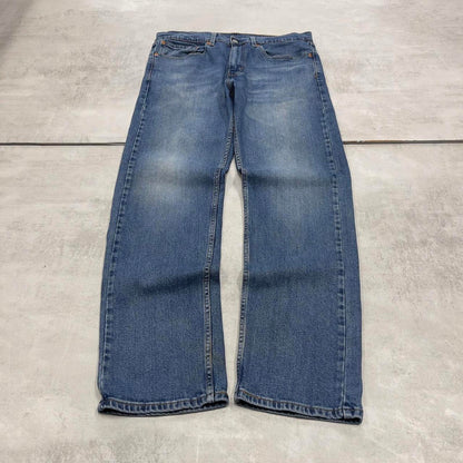 Blue Levis 505 jeans W34L32 blue straight leg y2k style pants red tab logo