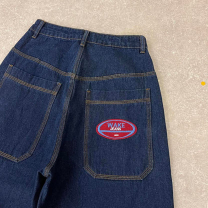 Blue embroidered Wake cargo jeans W25L33 y2k style cargos