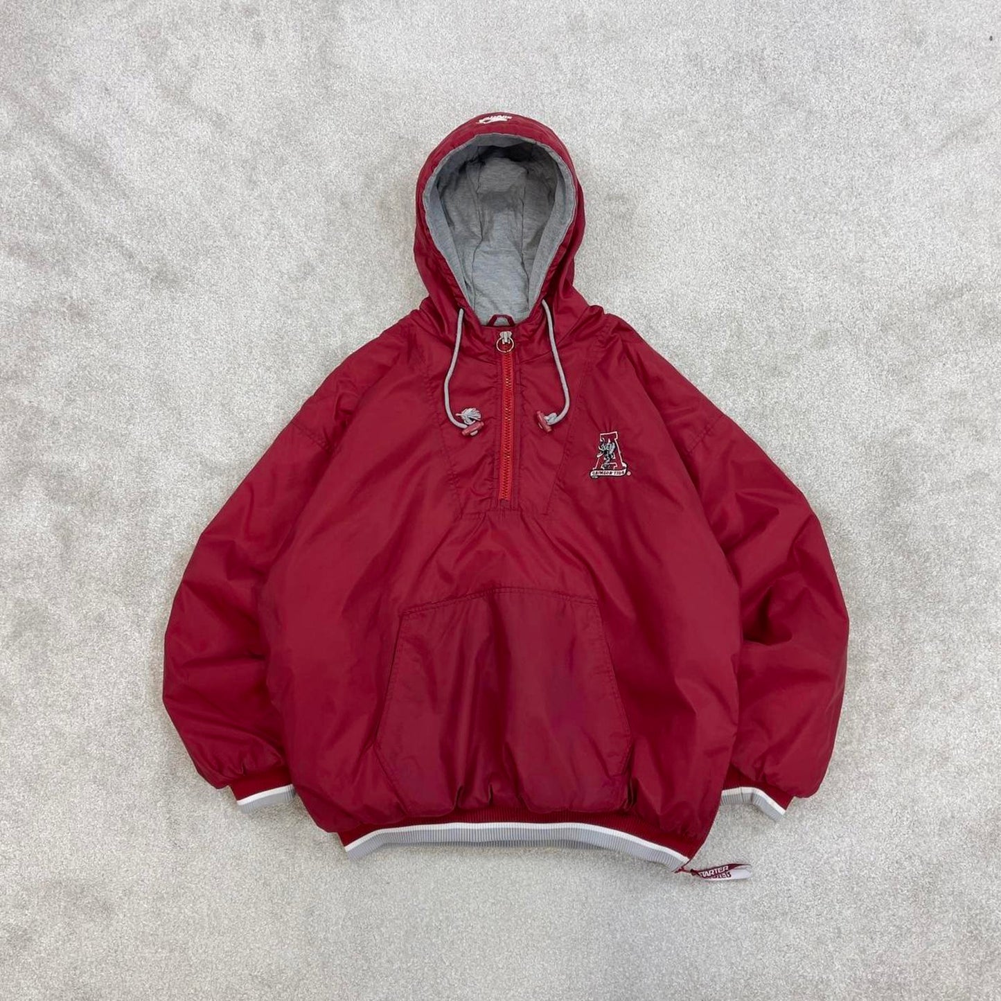 Alabama Crimson Tide Starter jacket XL red pullover hooded half zip nfl windbreaker bomber