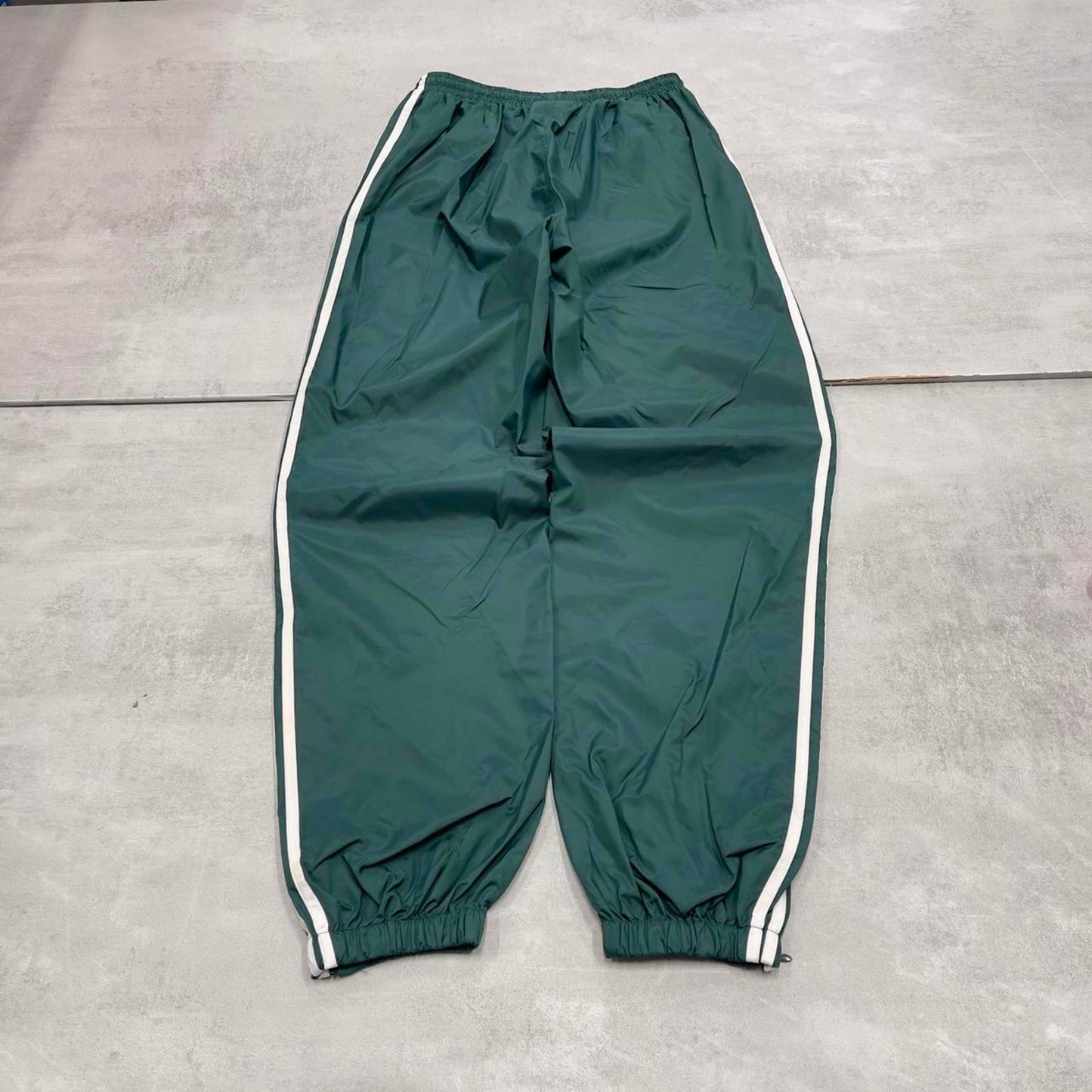 Green Adidas Team trackies M y2k style sportswear track pants embroidered logo side stripe design