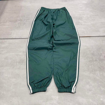 Green Adidas Team trackies M y2k style sportswear track pants embroidered logo side stripe design