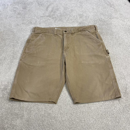 Carhartt carpenter shorts y2k tan Loose skater style canvas cargo work jorts