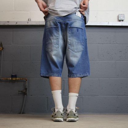 Y2k Jack & Jones long denim shorts loose blue Thick summer skater style jorts