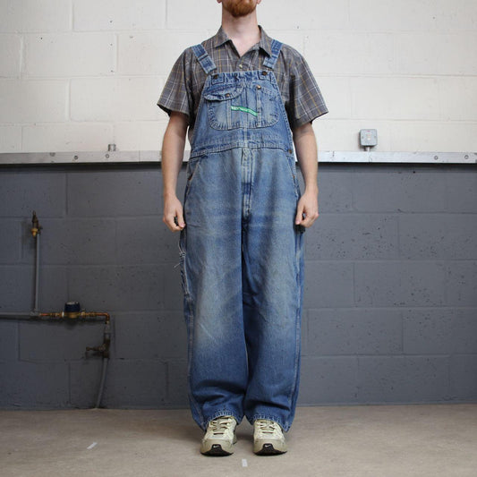 Vintage baggy dungarees 00s denim Key overalls blue 40x28