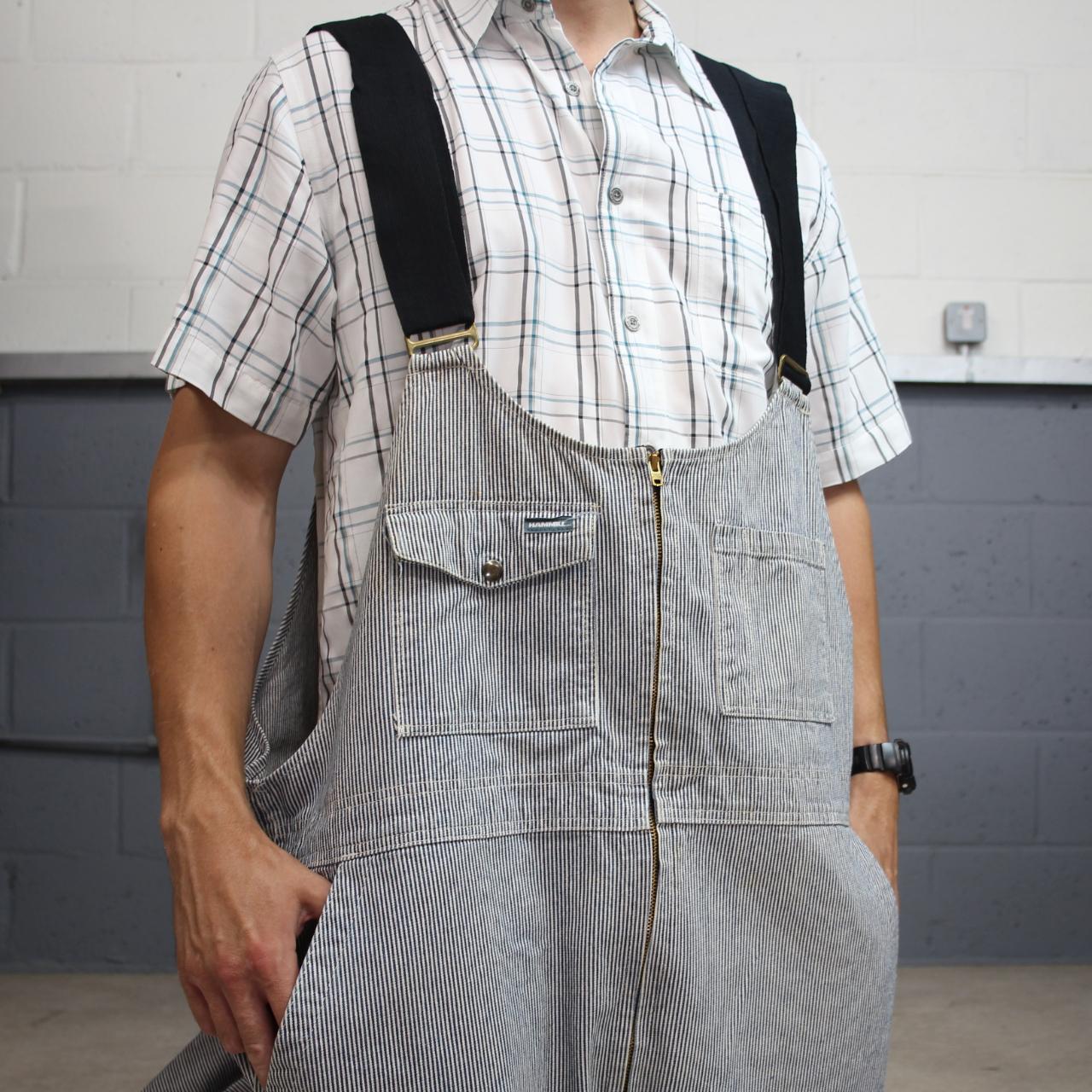 Vintage striped denim dungarees loose y2k blue Hammill workwear bib & brace overalls utility