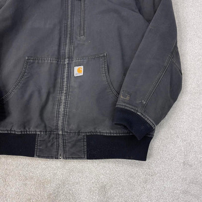 Charcoal grey Carhartt hooded active jacket XL duck canvas bomber