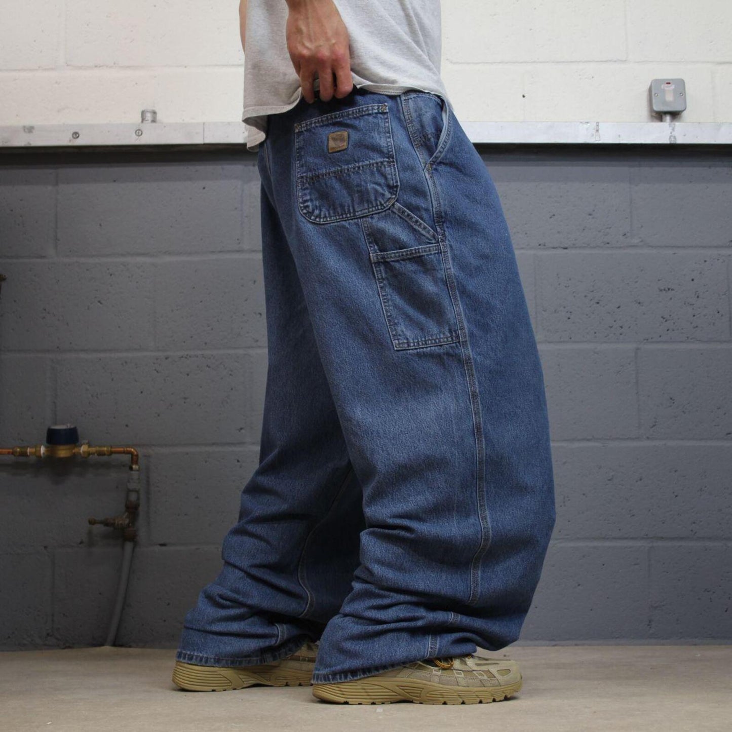 Carhartt baggy cargo jeans wide leg blue Loose fit denim skate style carpenter work pants