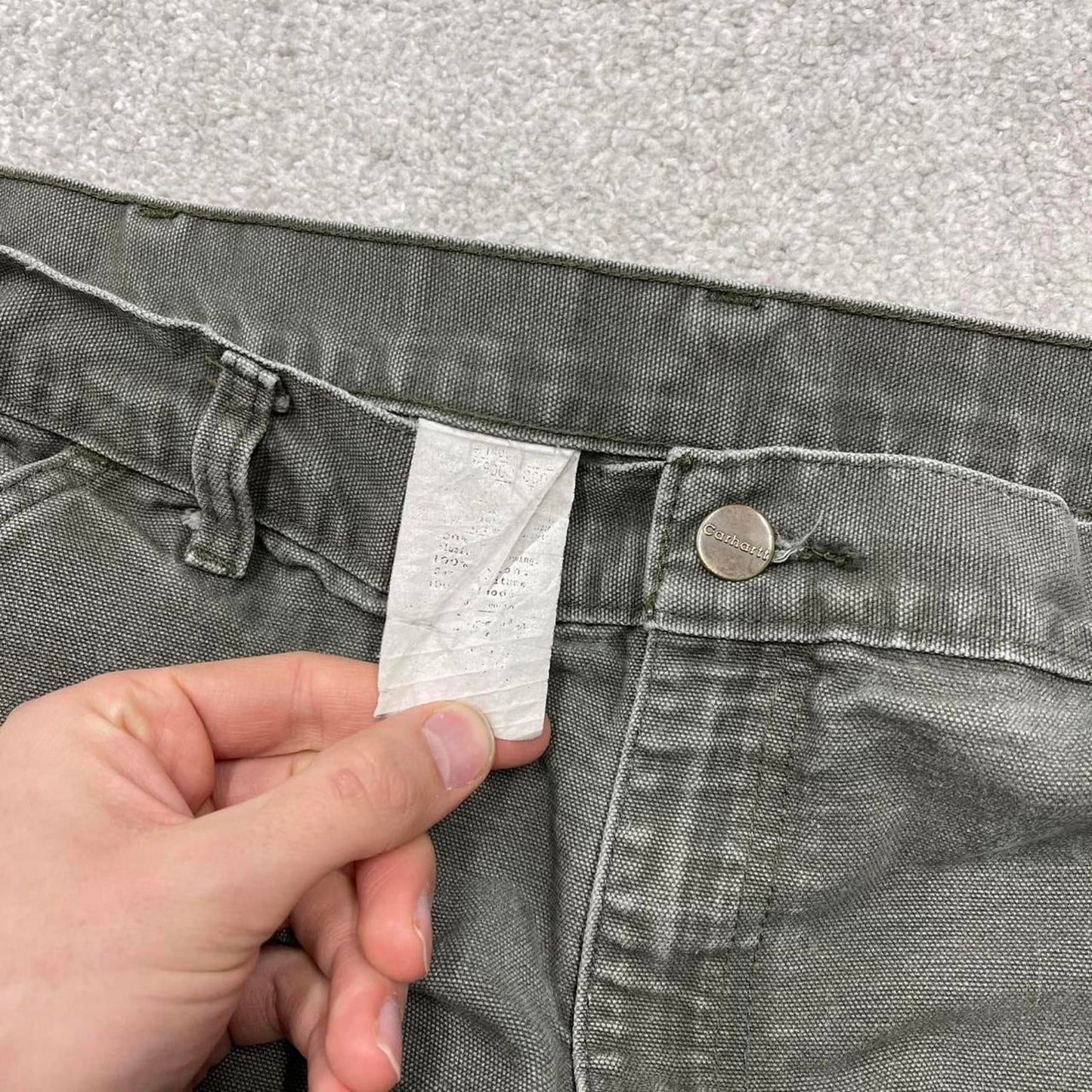 Y2K baggy Carhartt carpenter jeans green Loose wide leg canvas skate style workwear cargo pants