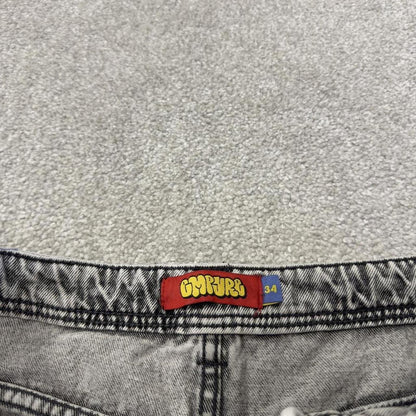 Y2K Extra baggy Empyre shorts long grey Wide leg skater style brand surf jorts