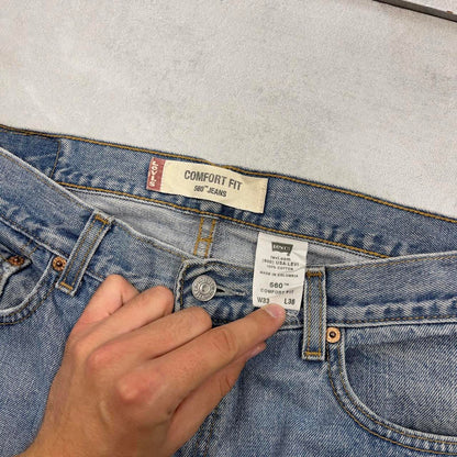 Baggy Levis 560 jeans W34L36 blue loose 90s style skater jeans red tab logo