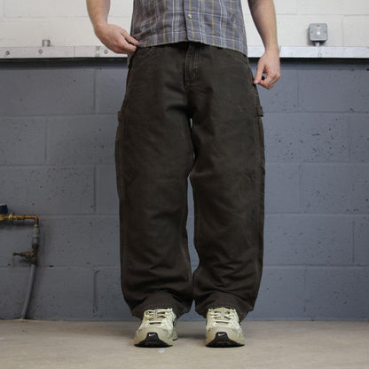 Baggy Carhartt carpenter pants y2k brown Loose fit skater 2000s style workwear cargo pants