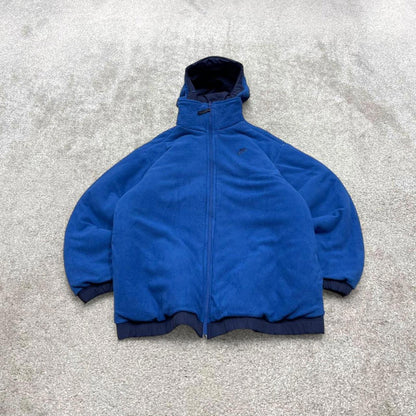 Vintage y2k Nike technical reversible jacket navy Fleece embroidered tech hooded windbreaker coat