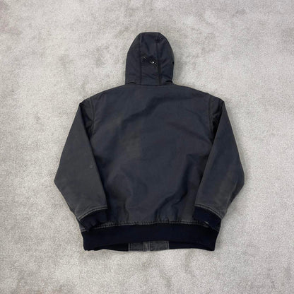 Charcoal grey Carhartt hooded active jacket XL duck canvas bomber