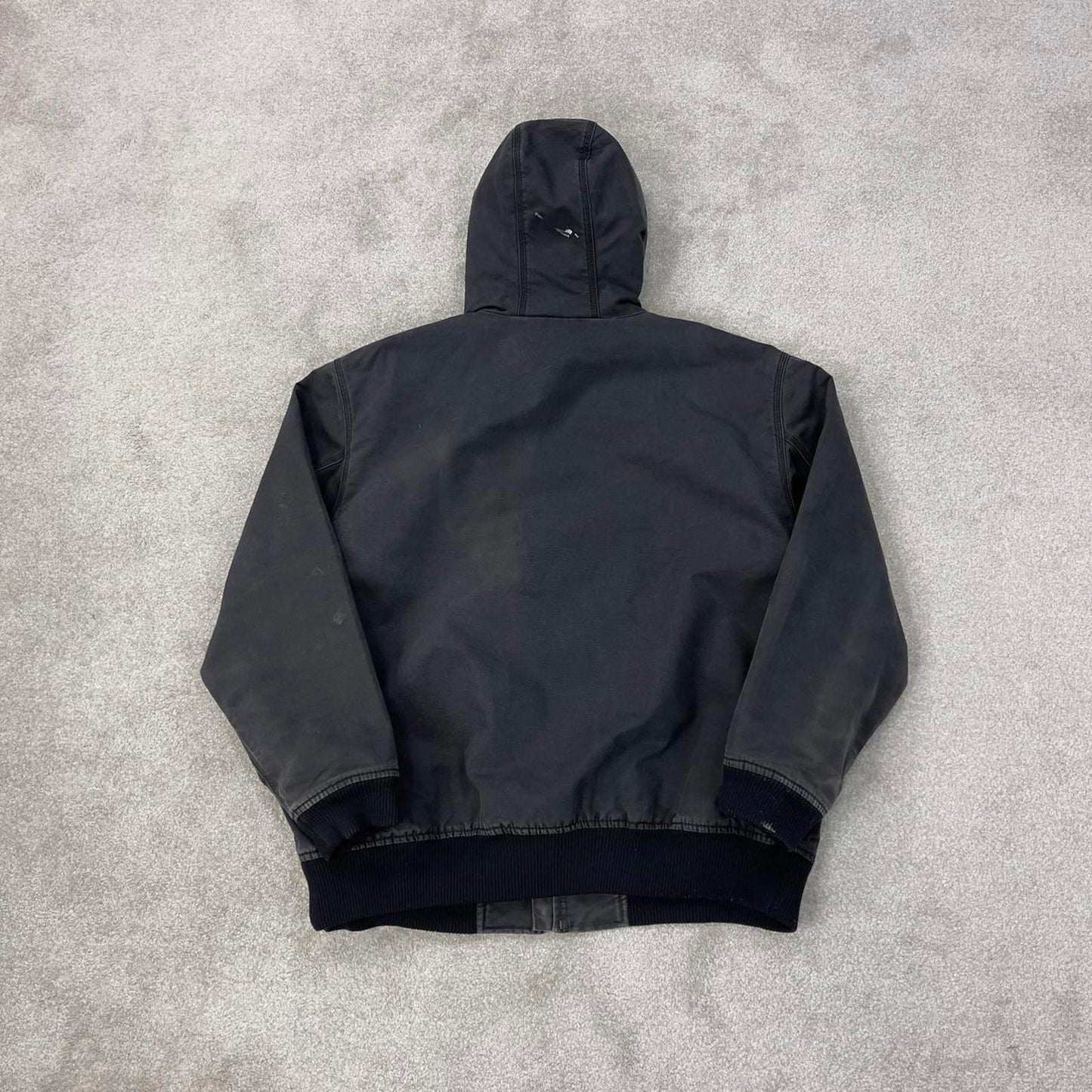 Charcoal grey Carhartt hooded active jacket XL duck canvas bomber
