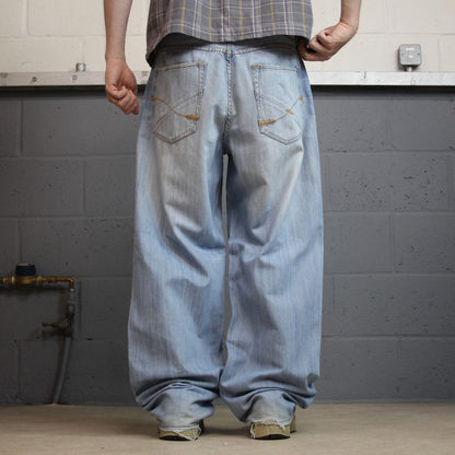 Y2K baggy ecko unltd jeans washed blue denim W34L32 Baggy fit loose surf style pants