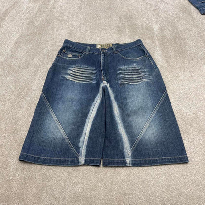 Y2k baggy Enyce shorts skater style blue Loose wide leg denim summer festival jorts