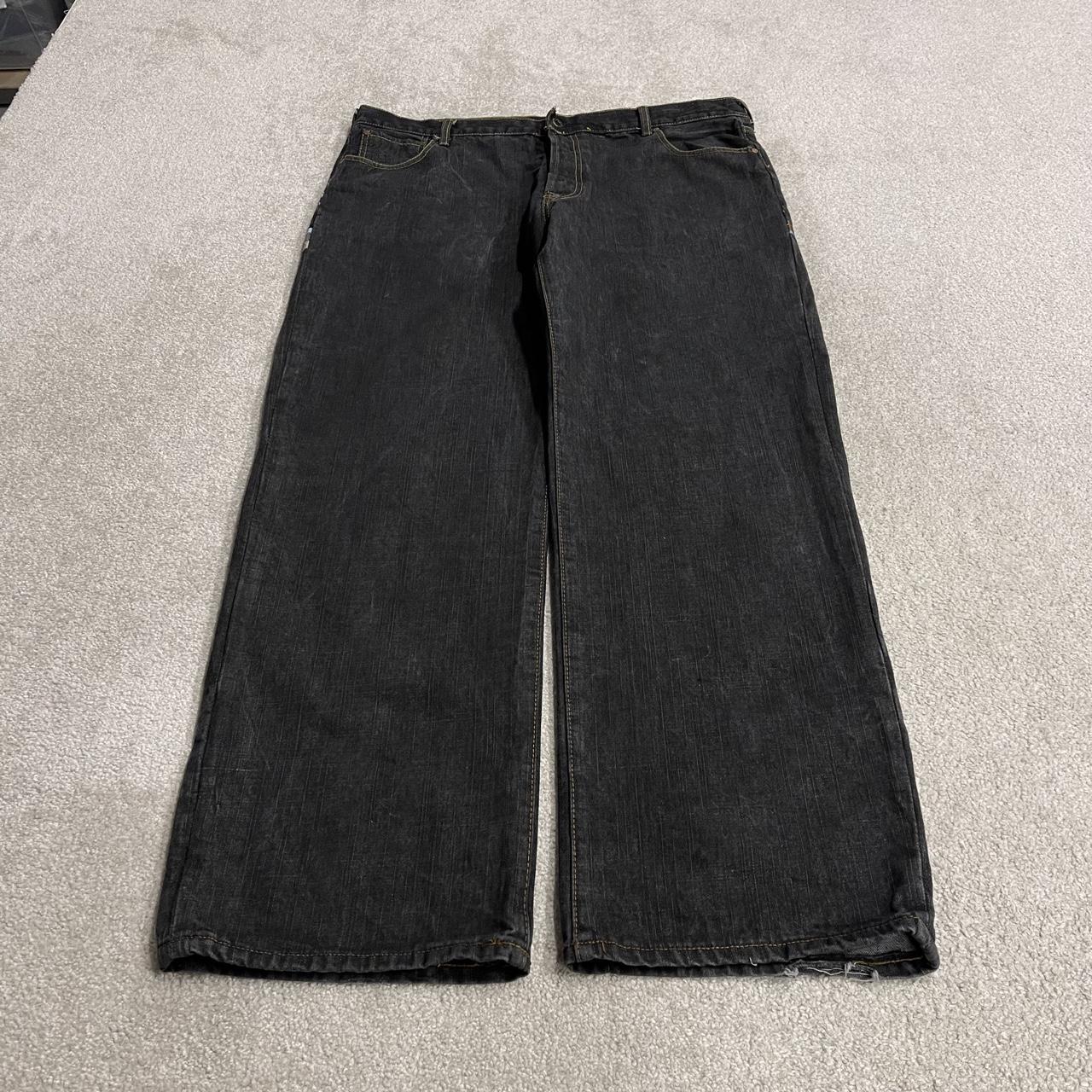 RMC baggy embroidered jeans y2k Japanese style W42L34 black Red Monkey Company LOT 1001 wide leg