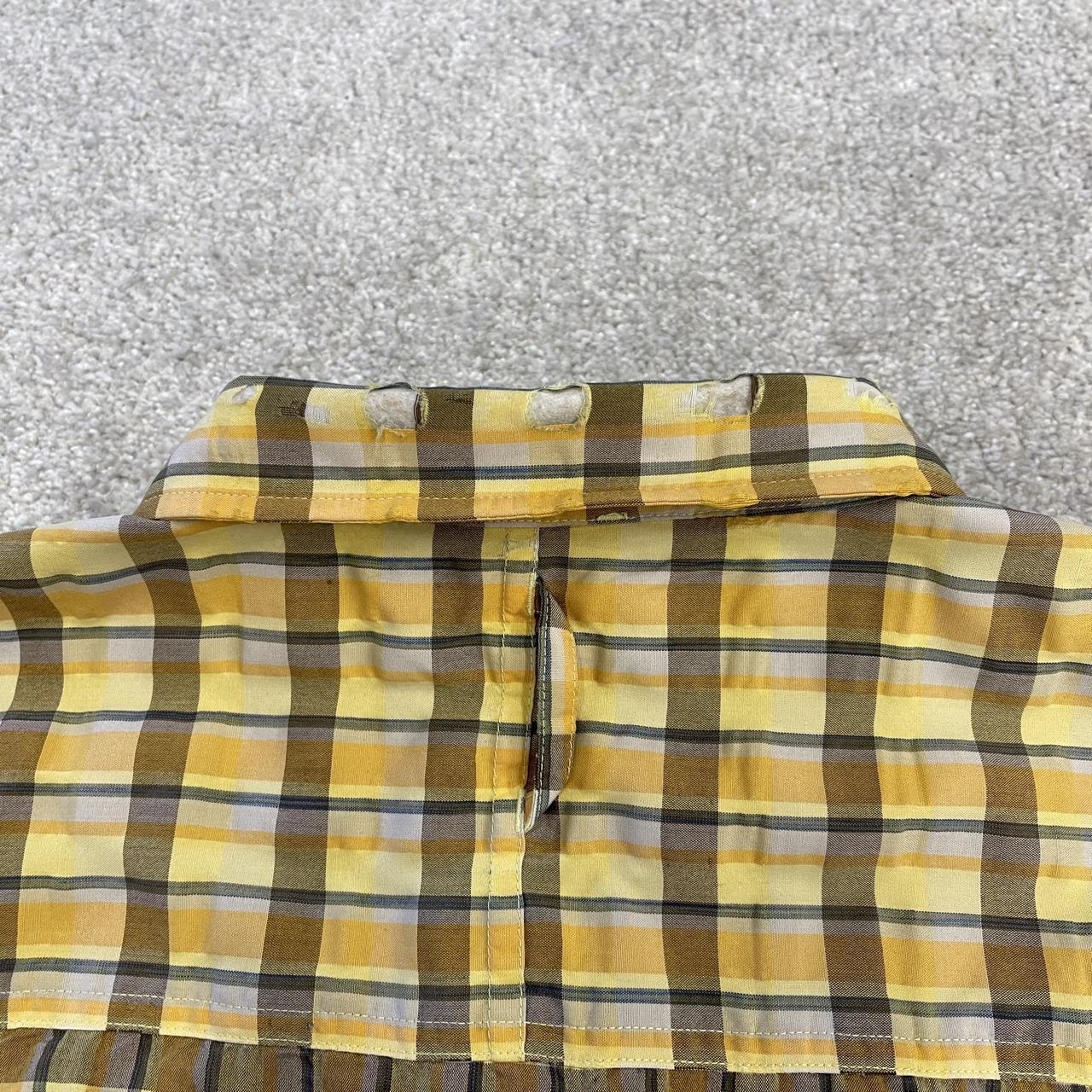 North Face checkered short sleeve shirt yellow brown TNF Festival style surf check shirt