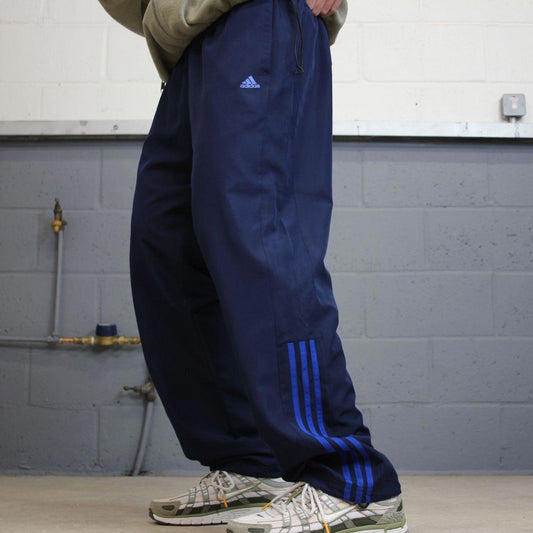 00s y2k Adidas tracksuit bottoms XL navy loose sporty style trackies side stripe track pants