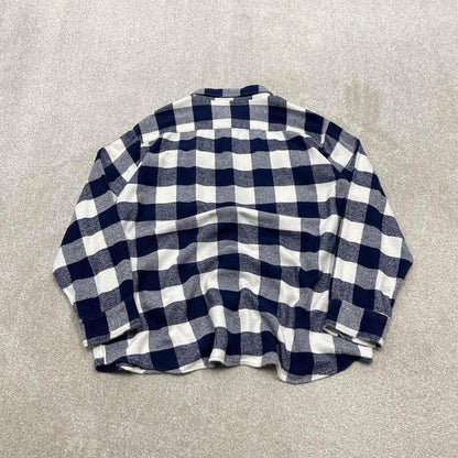 Lee checkered flannel overshirt autumnal XXL navy white men's plaid long sleeve thick button up y2k