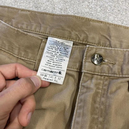 Carhartt carpenter shorts y2k tan Loose skater style canvas cargo work jorts