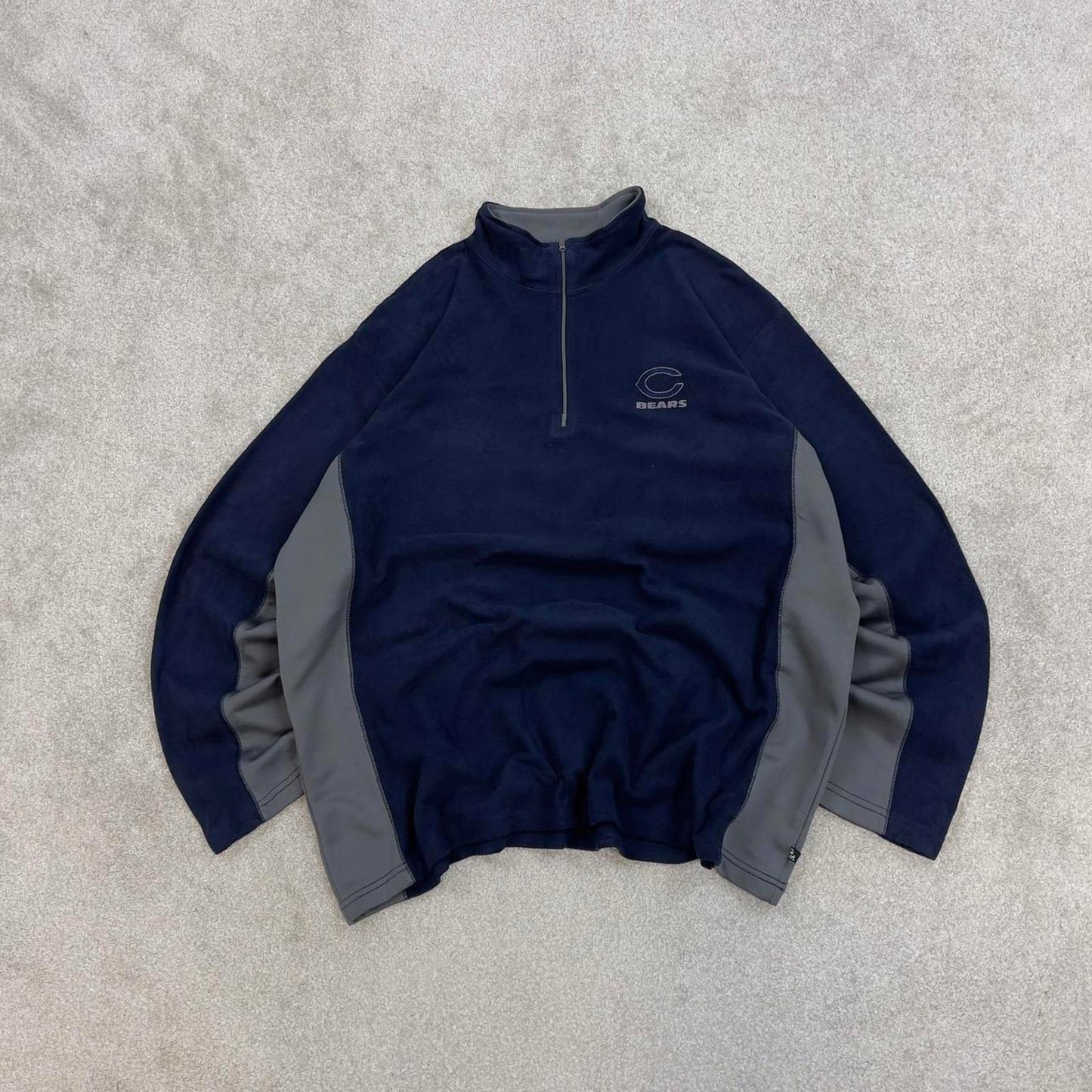 Y2k NFL technical fleece 1/4 zip XXL navy grey quarter zip up autumn chicago bears NFL embroidery