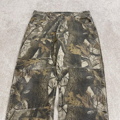Vintage Realtree Wrangler double knee camo jeans y2k khaki camouflage hunting utility trousers