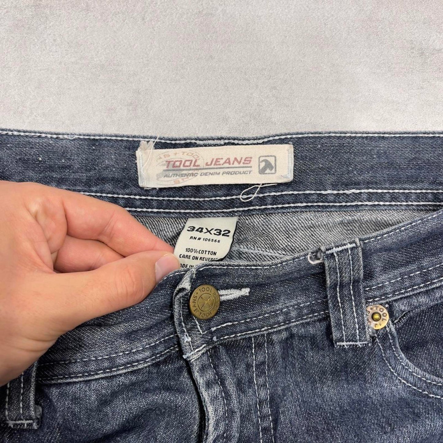 Baggy Tool jeans W34 L32 blue loose 90s thick denim wide leg y2k style skater jeans