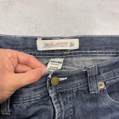 Baggy Tool jeans W34 L32 blue loose 90s thick denim wide leg y2k style skater jeans