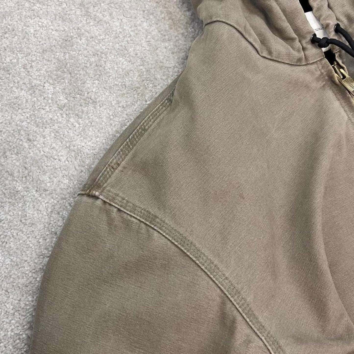 Vintage stone grey Carhartt hooded active jacket Large technical canvas 90s style skater bomber