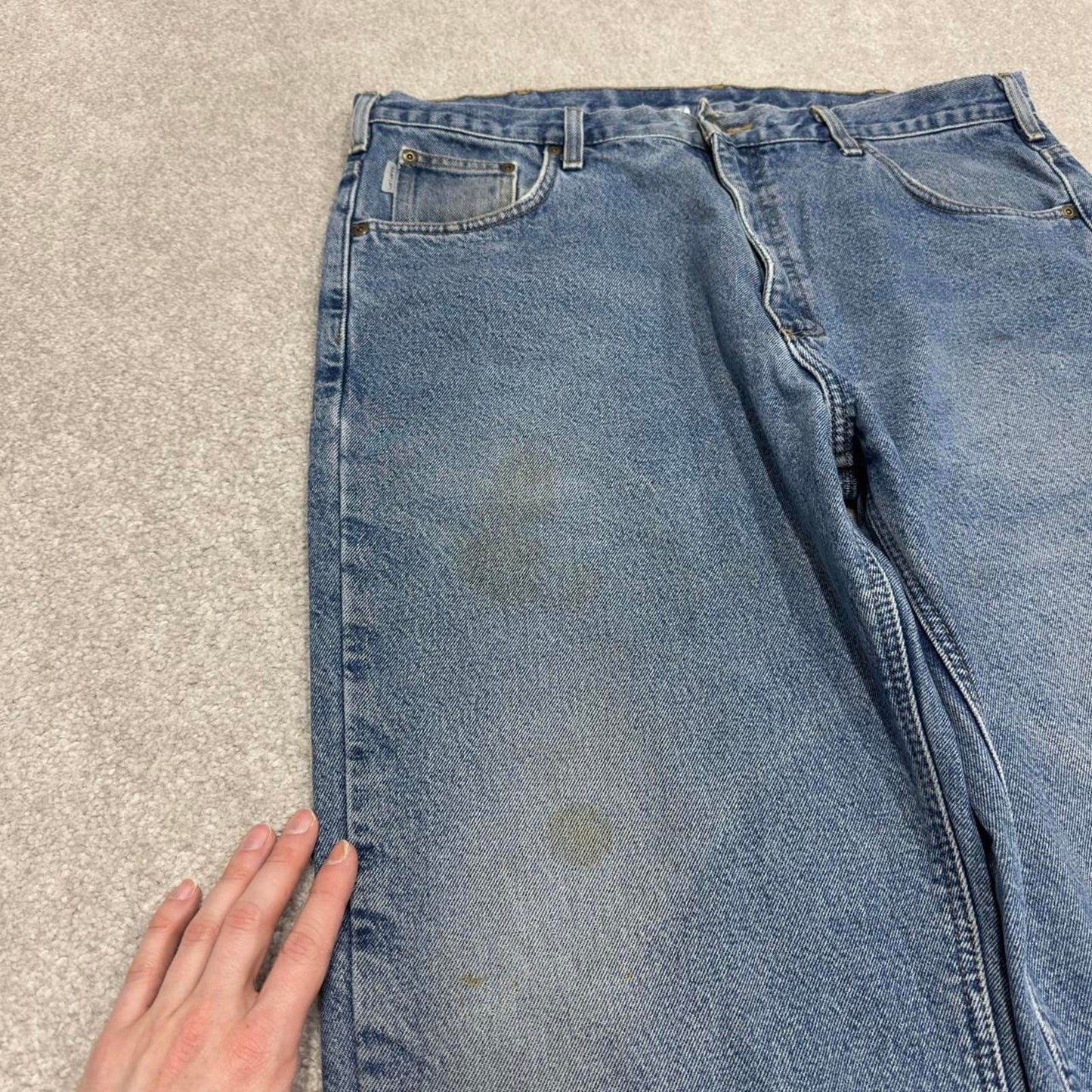 Y2K baggy Carhartt denim jeans blue Loose relaxed fit flannel lined skate style workwear pants