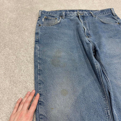 Y2K baggy Carhartt denim jeans blue Loose relaxed fit flannel lined skate style workwear pants