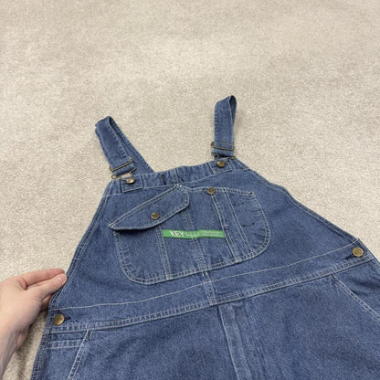 Vintage y2k denim dungarees loose leg blue Key workwear bib & brace overalls utility