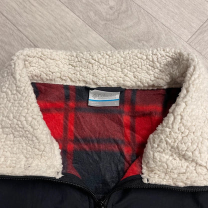 Y2K Columbia checkered fleece shirt red full zip mens large autumnal technical shirt