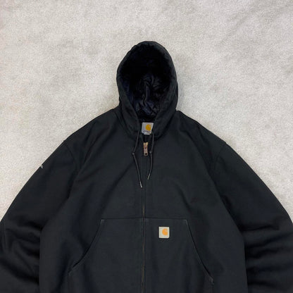 Black hooded Carhartt active jacket L 90s style canvas skater bomber