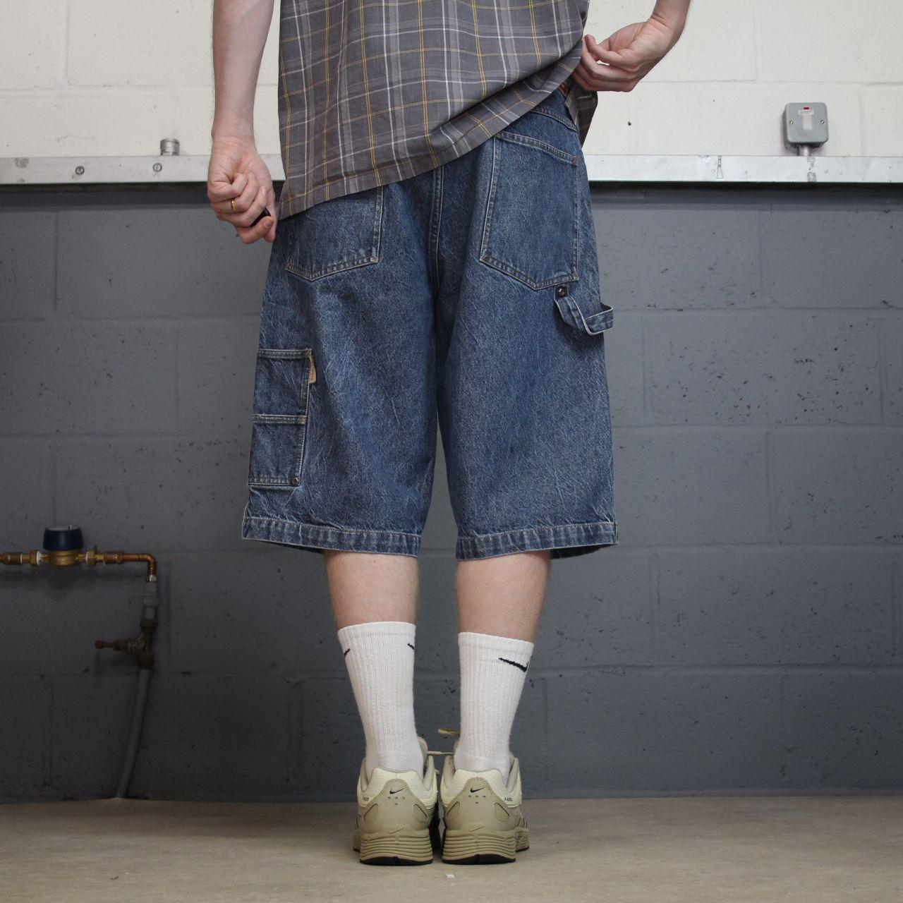 Timberland baggy denim shorts y2k blue carpenter Long skate / surf style cargo shorts