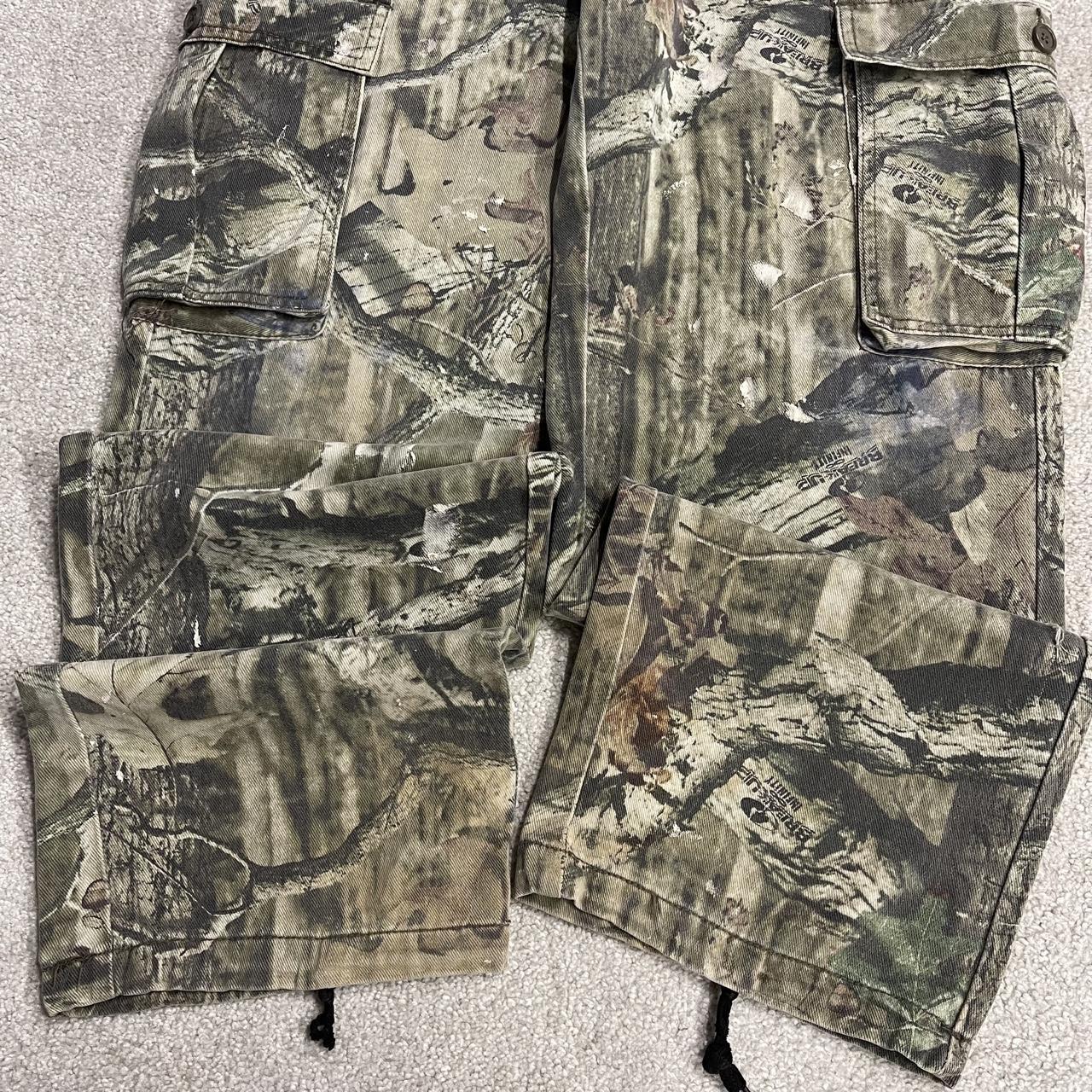 Mossy Oak baggy camo cargo pants Y2K W32L32 khaki Wide leg camouflage loose hunting utility trousers