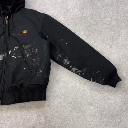 Vintage Black Carhartt active jacket Medium quilt lined hooded skater style jacket
