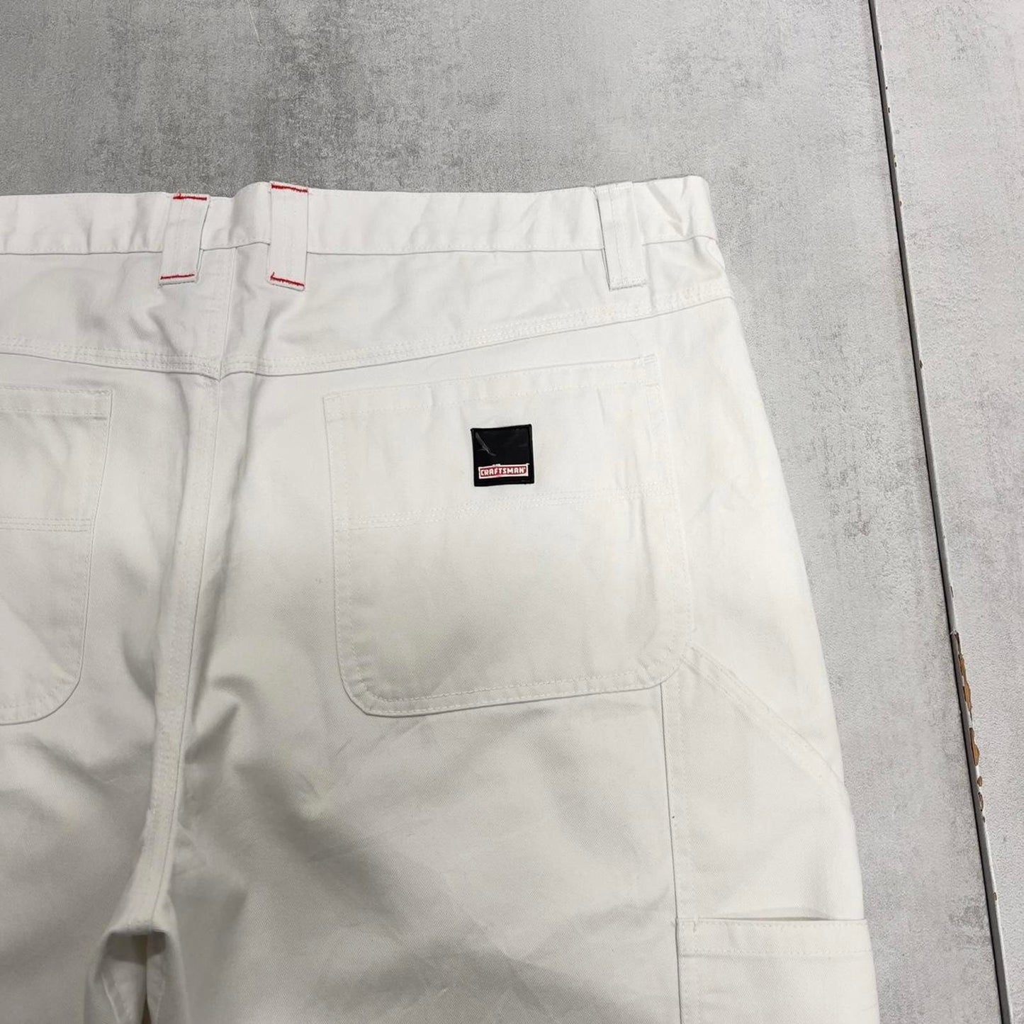 Craftsman carpenter trousers W42L32 white baggy 90s skate style painters cargo pants