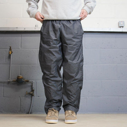 Grey Adidas trackies XL y2k sportswear track pants print logo side stripes mesh lined