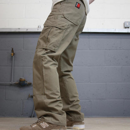 Khaki Wrangler double knee carpenter jeans W30L32 loose canvas 90s skater style cargos