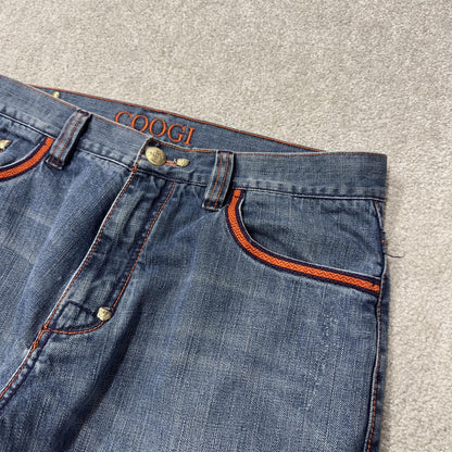 COOGI embroidered baggy jeans y2k W38L32 blue Large embroidered COOGI country club loose leg skater