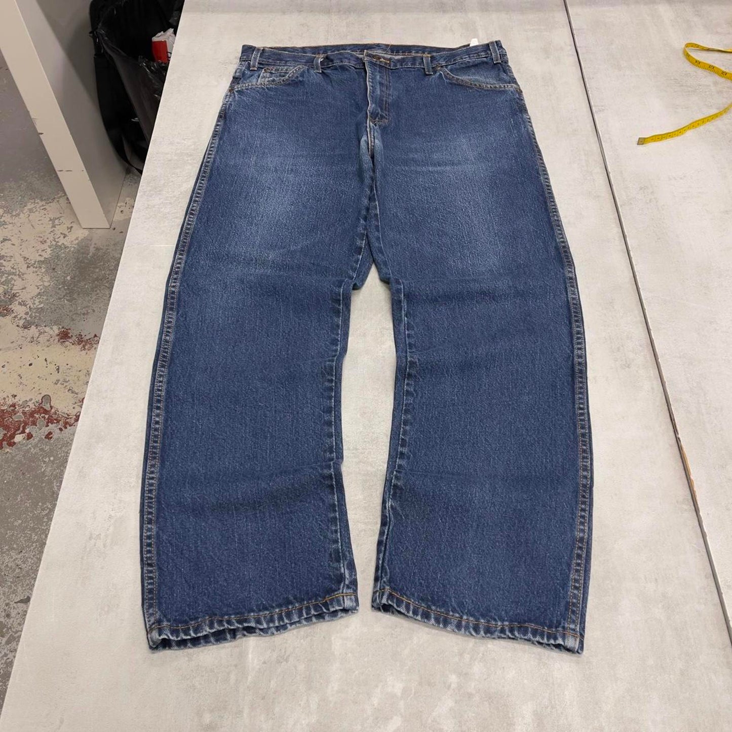 Baggy Dickies jeans skater workwear W38L32 blue denim 90s 5 pocket casual pants American streetwear